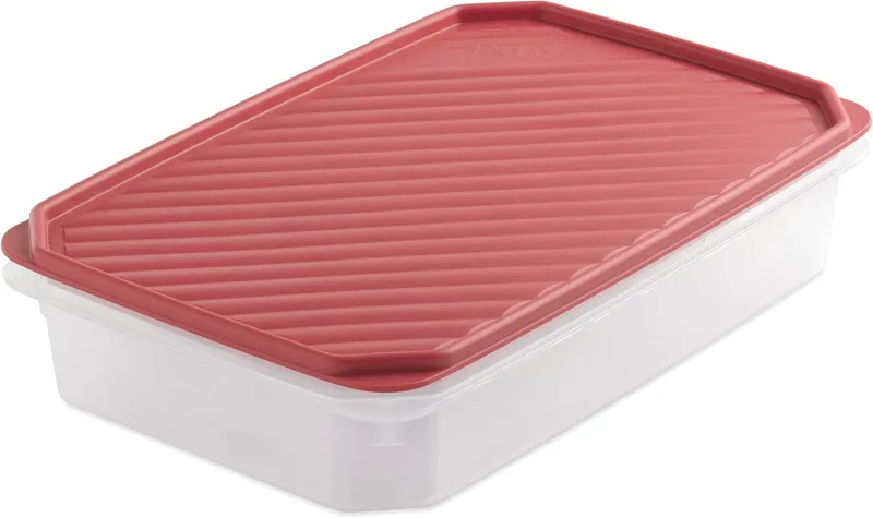 Tatay ▫️ Tupper Hermético 2,1 L Top Flex | Tampa de pressão | Recipientes herméticos para alimentos | Adequado para micro-ondas, máquina de lavar louça, frigorífico e congelador | Plástico sem BPA | 28,5 x 18,5 x 6 cm, Vermelho