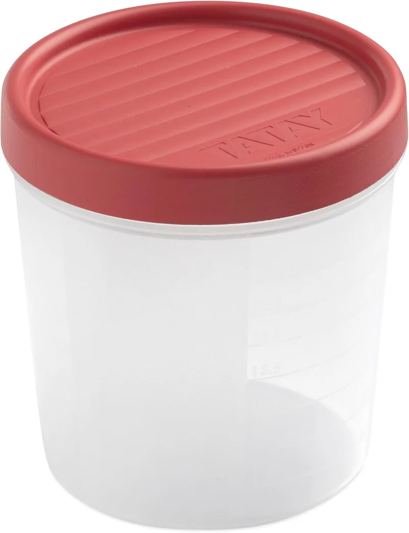 Tatay ▫️ Tupper 1L Twist Hermetic 1L Twist Lid: Recipientes herméticos para guardar alimentos: Micro-ondas, máquina de lavar louça, frigorífico, congelador: Plástico sem BPA: 12x12x12,5 cm, vermelho