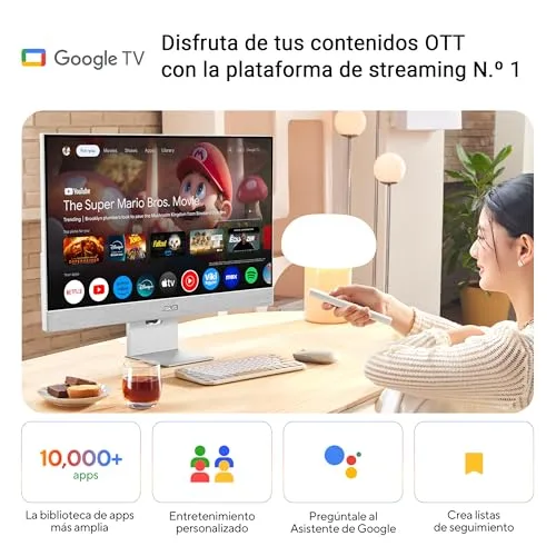 ASUS ▫️ ZenScreen Smart MS27UC - Monitor IPS UHD (3840 x 2160) de 27 polegadas com 99% de cobertura sRGB, Google TV, altifalantes Harman Kardon, USB Tipo C (90 W PD), HDMI, DisplayPort e concentrador USB 2
