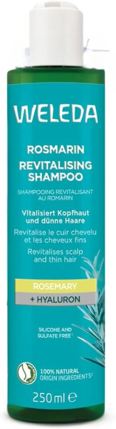 Weleda ▫️ Champô Revitalizante de Alecrim, Limpa e Dá Volume ao Cabelo desde a Raiz, com Alecrim Orgânico, Cabelo Fino ou Sem Brilho, Vegan - 250 ml