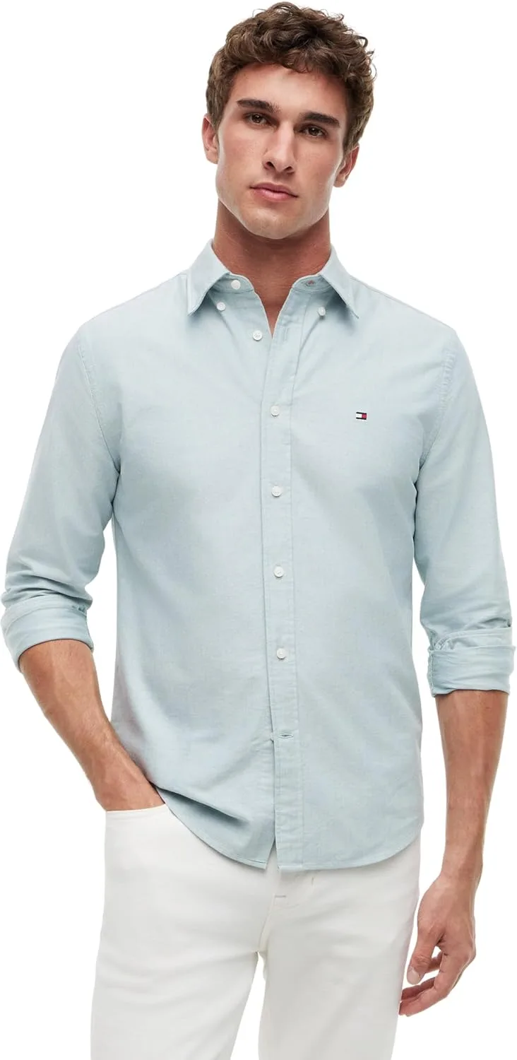 Tommy Hilfiger ▫️ Camisa Oxford para homem Camisa de manga comprida