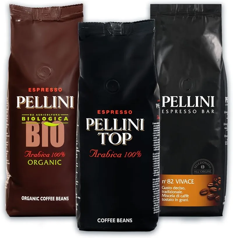Pellini ▫️ Conjunto de degustação de café em grão Top, Bio, Vivace, 3 embalagens de 500g (1,5 kg)