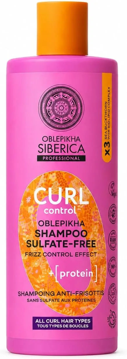 Natura Siberica ▫️ Champô Sem Sulfatos Curl Control 400 ml | Champô para Cabelo Encarnado e Ondulado - Método Curly | Hidratação e Definição com Proteínas Hidrolisadas e Espinheiro-amarelo