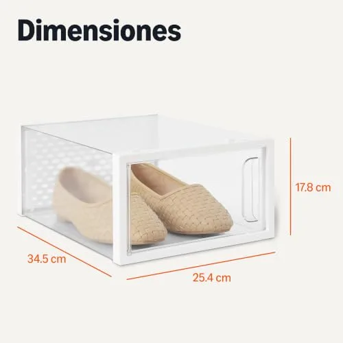 Amazon Basics ▫️ Caixa organizadora de sapatos empilhável e dobrável, grande, embalagem de 12 unidades, transparente 5