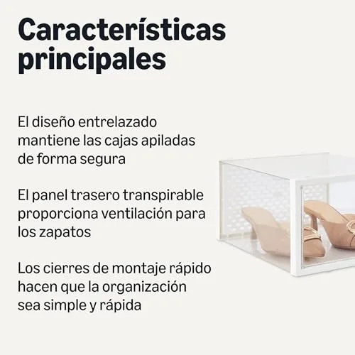 Amazon Basics ▫️ Caixa organizadora de sapatos empilhável e dobrável, tamanho médio, embalagem de 12 unidades, transparente 2