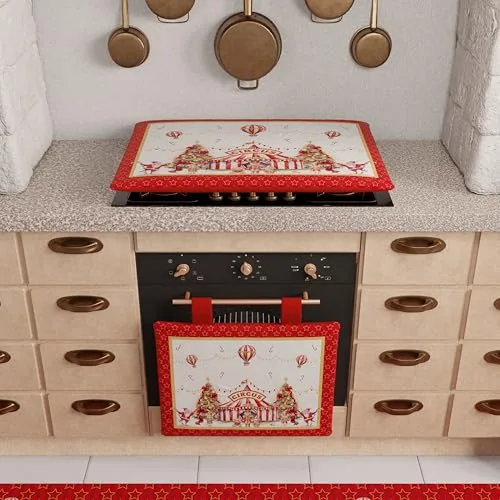 PETTI ARTIGIANI ITALIANI ▫️ Capa de forno natalícia 40x50 cm, Capas de forno natalícias, Decoração natalícia para fornos, Capa de forno com tema de circo, 100% 3