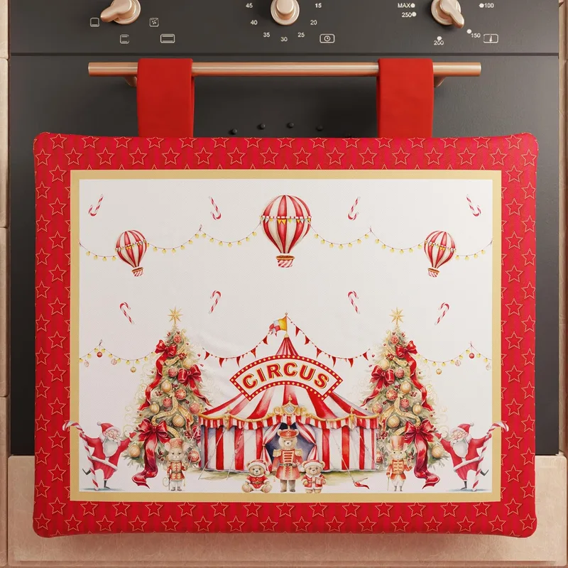 PETTI ARTIGIANI ITALIANI ▫️ Capa de forno natalícia 40x50 cm, Capas de forno natalícias, Decoração natalícia para fornos, Capa de forno com tema de circo, 100%