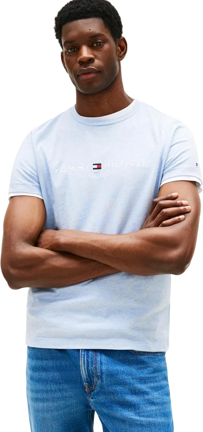 Tommy Hilfiger ▫️ Camiseta de manga curta para homem, corte justo