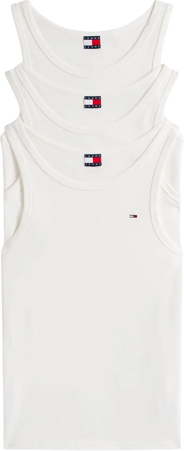 Tommy Jeans ▫️ Camisolas de alças, Conjunto de 3, Homem, Flag, Slim Fit