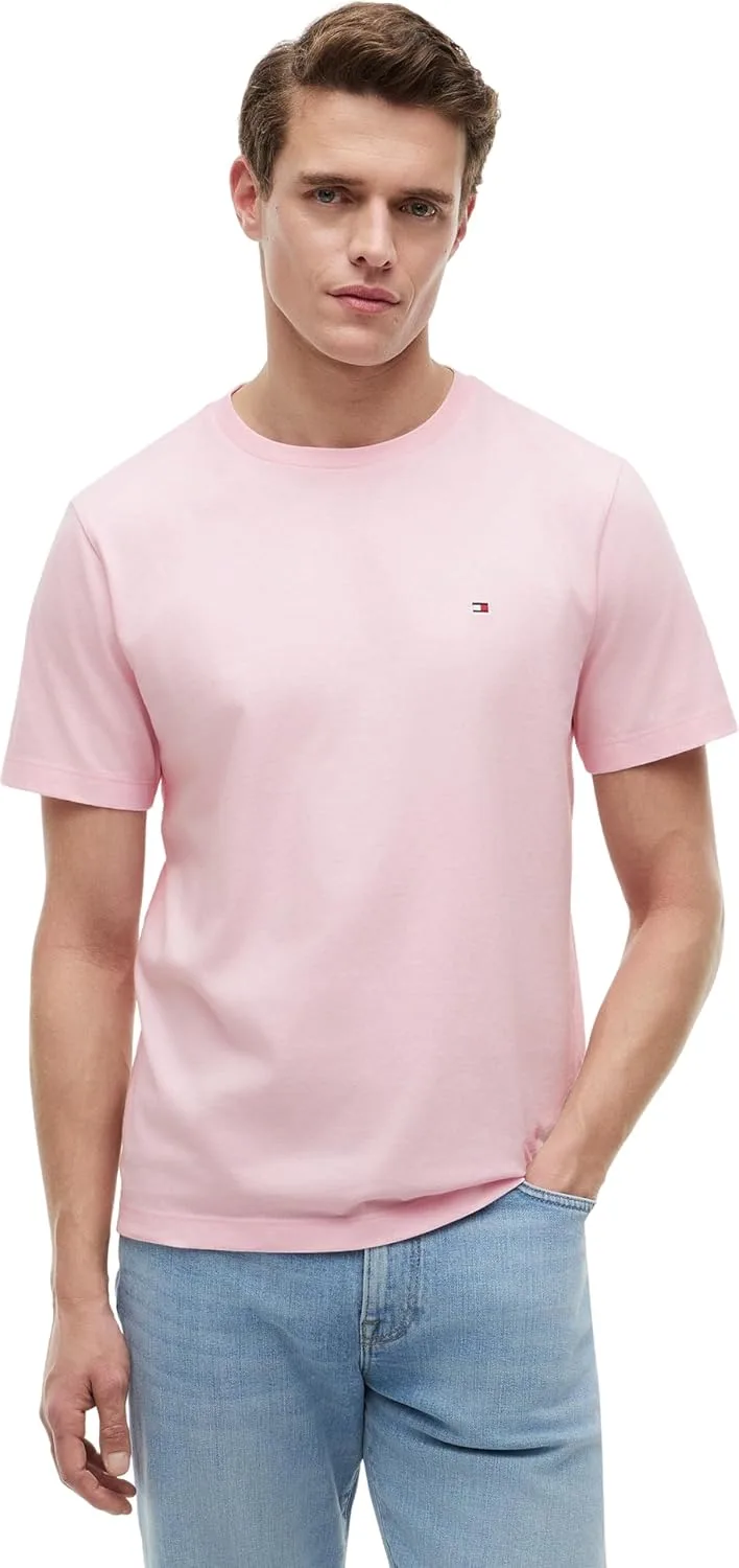 T-Shirt de manga curta Tommy Hilfiger para homem T-shirt sazonal sólida com gola redonda