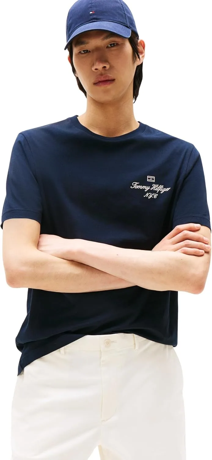 Tommy Hilfiger ▫️ T-Shirt de manga curta para homem Outline Script tee Regular Fit