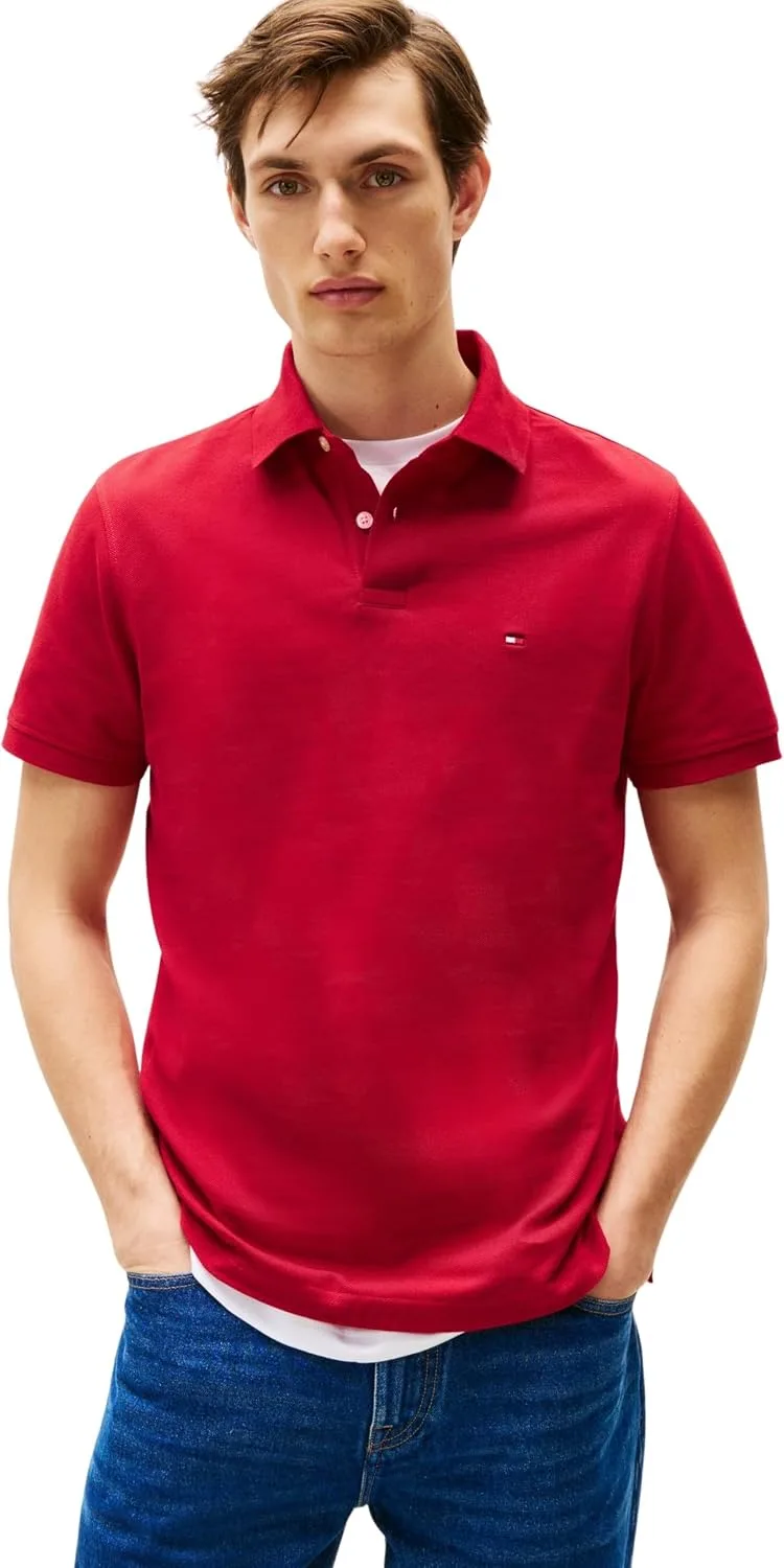 Tommy Hilfiger ▫️ Polo de manga curta para homem, modelo 1985, corte regular