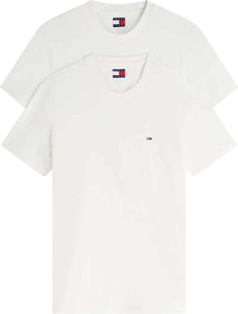 Tommy Jeans ▫️ Camisolas de manga curta para homem, conjunto de 2, modelo Slim Mix com gola redonda