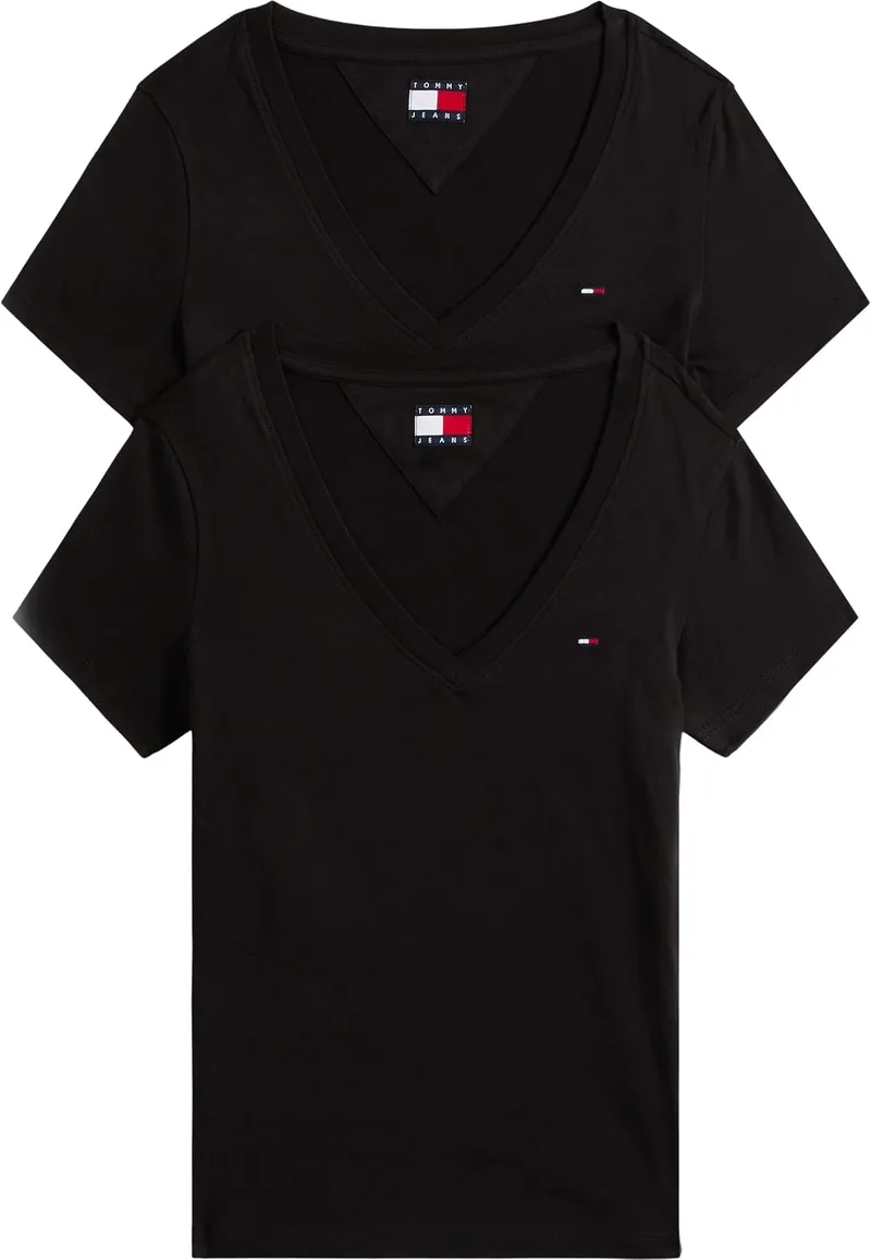 Tommy Jeans ▫️ Camisolas de manga curta para mulher, conjunto de 2 com gola em V
