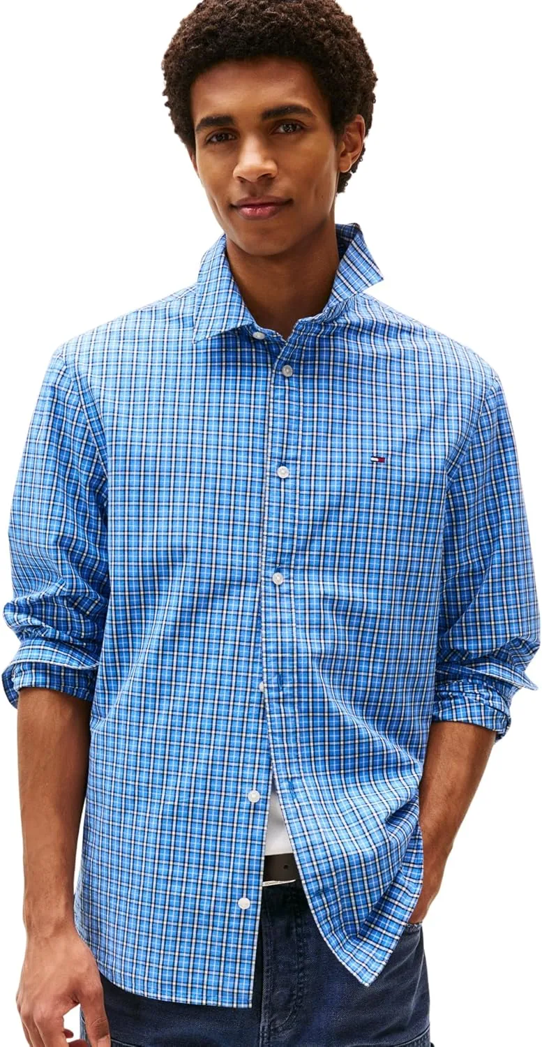 Tommy Jeans ▫️ TJM Essnt Poplin Reg Shirt Ext Dm0dm21693 Camisa de manga comprida para homem (pacote de 1)
