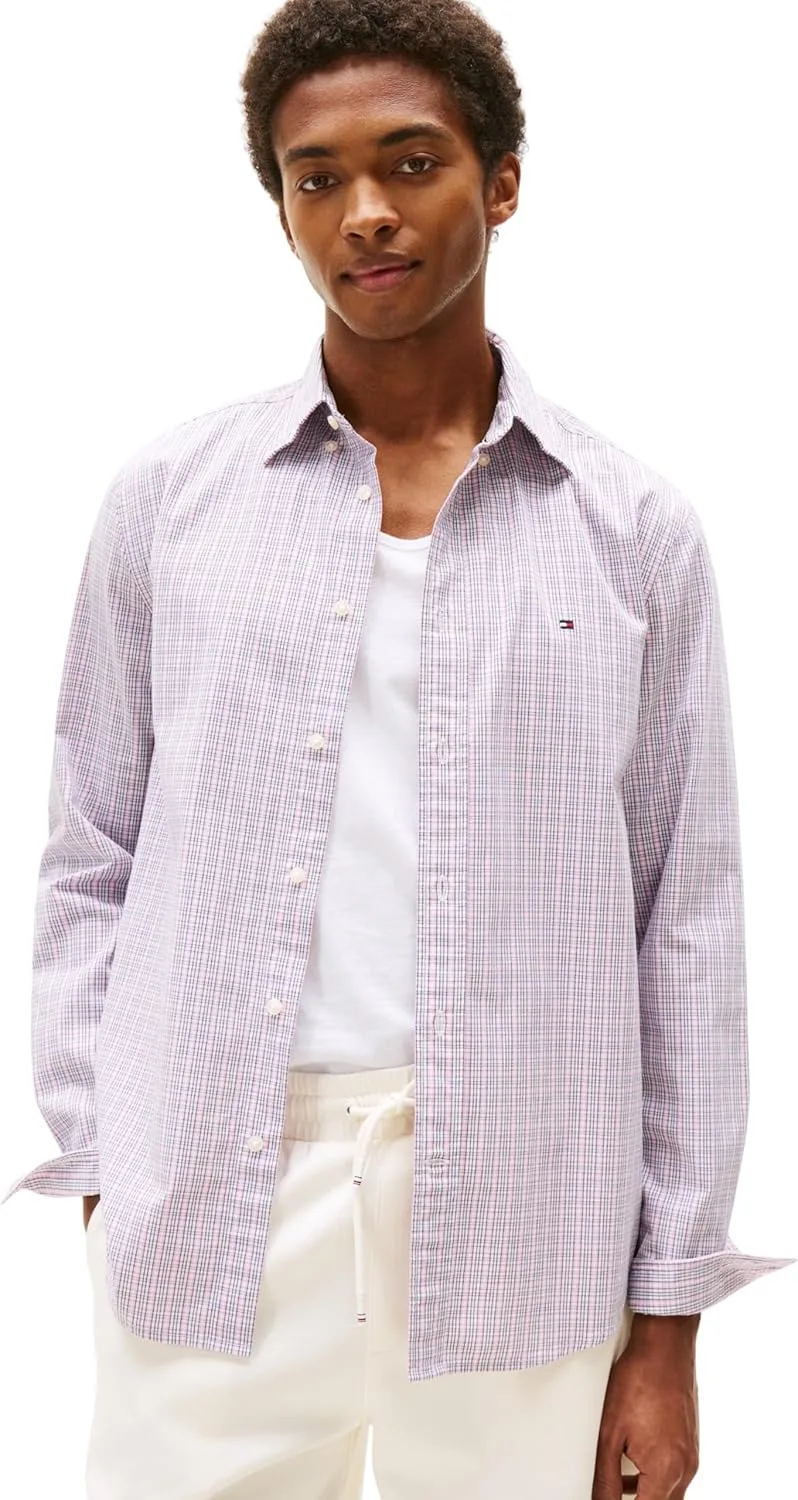 Tommy Hilfiger ▫️ Camisa para homem Flex Poplin Small Tartan, em algodão