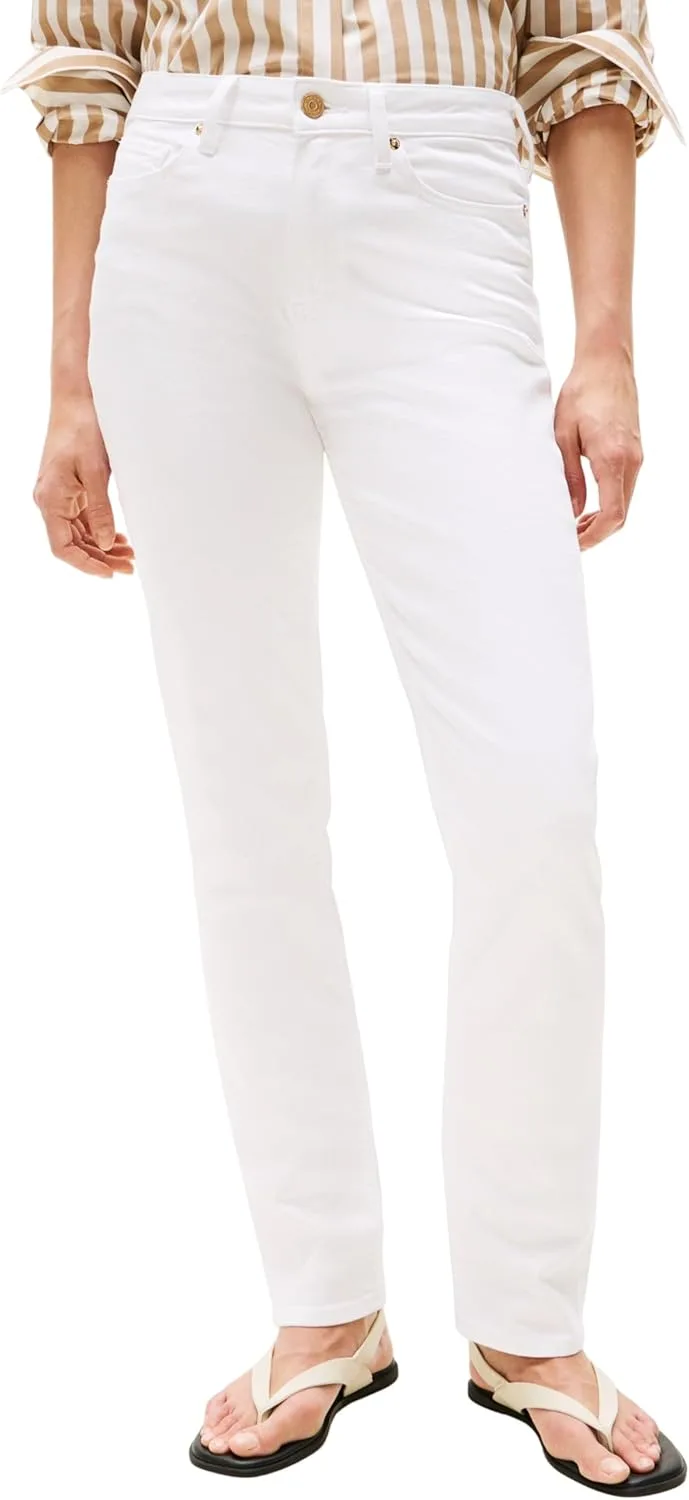 Tommy Hilfiger ▫️ Calças de ganga para mulher White Slim Slim Mid-rise