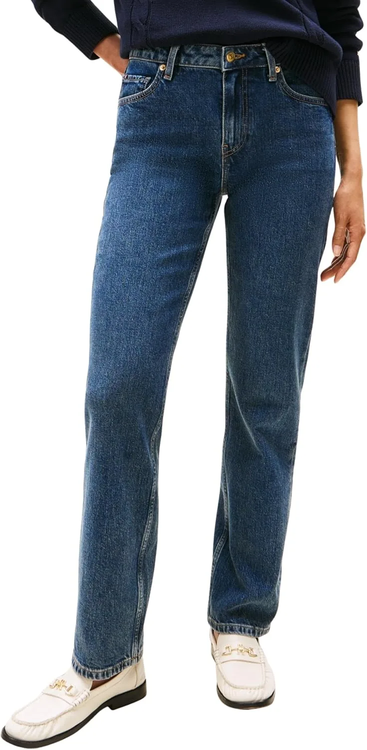 Tommy Hilfiger ▫️ Calças de ganga para mulher DEE Classic Straight, cintura média