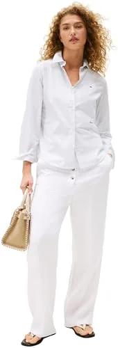 Tommy Hilfiger ▫️ Camisa para mulher, em popeline, corte regular, com gola francesa 3
