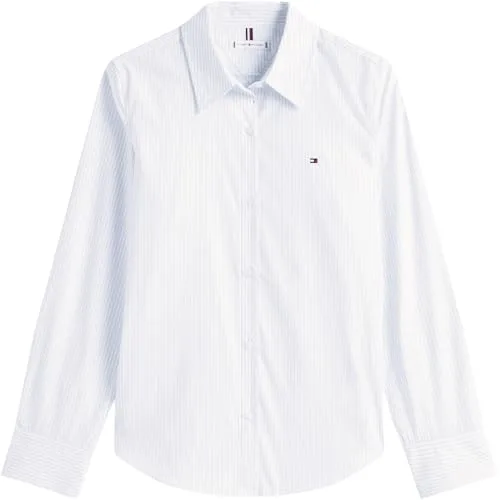 Tommy Hilfiger ▫️ Camisa para mulher, em popeline, corte regular, com gola francesa 4