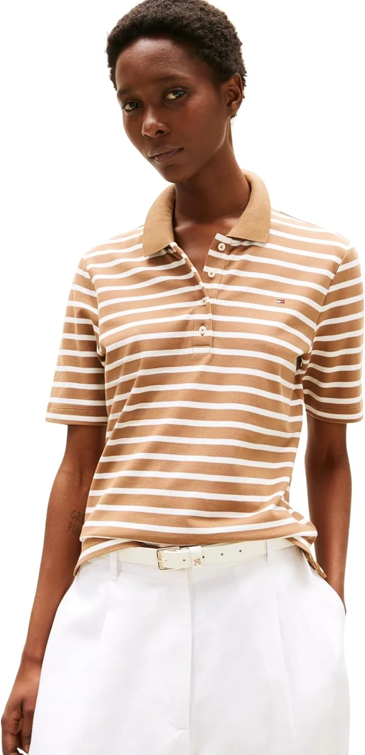 Tommy Hilfiger ▫️ Polo de manga curta para mulher 1985, em tecido piqué, corte regular