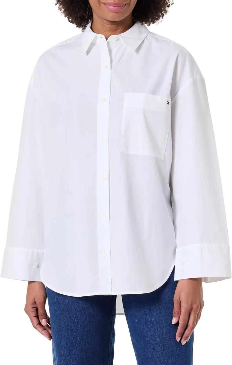 Tommy Hilfiger ▫️ Camisa para mulher em popeline New Easy Oversized