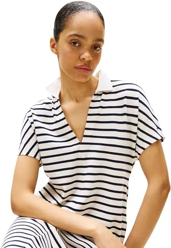 Tommy Hilfiger ▫️ Vestido tipo polo feminino em lyocell com detalhes em tecido contrastante e mangas curtas 2
