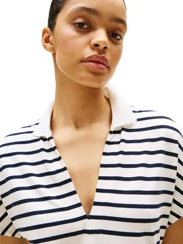 Tommy Hilfiger ▫️ Vestido tipo polo feminino em lyocell com detalhes em tecido contrastante e mangas curtas 3