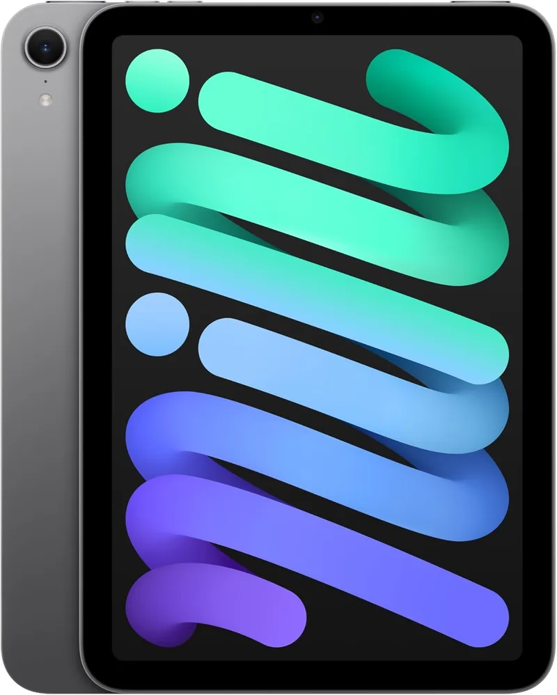 Apple ▫️ iPad Mini (A17 Pro): ecrã de retina líquida de 8,3 polegadas, 128 GB, Wi-Fi 6E, câmaras frontal e traseira de 12 MP, Touch ID, bateria com autonomia para um dia inteiro - Cinzento espacial