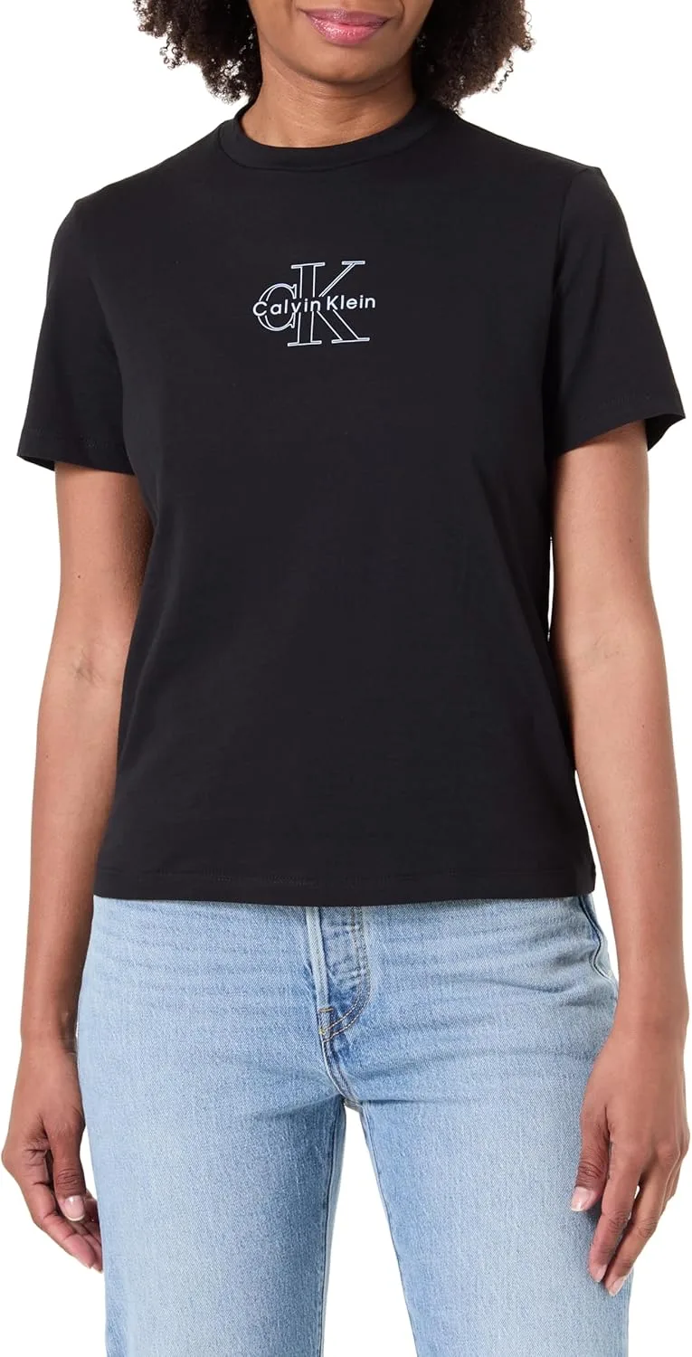Calvin Klein ▫️ Camiseta de manga curta para mulher, modelo Classic Fit, em algodão