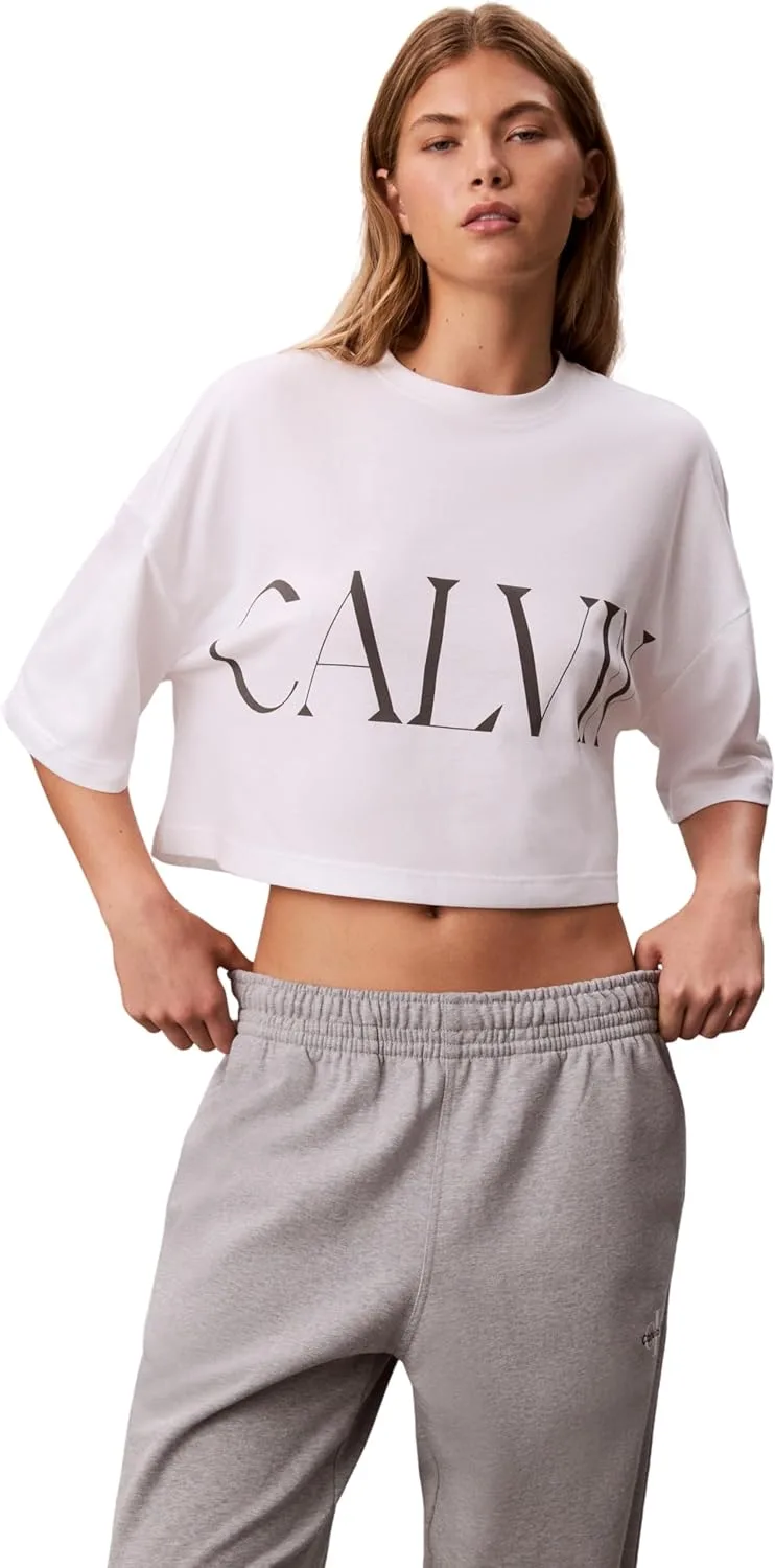 Calvin Klein ▫️ Calças de fato de treino para mulher Monologo em French Terry com cintura elástica