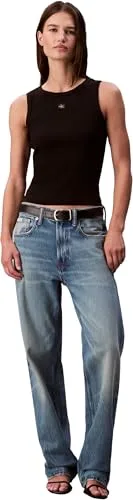 Calvin Klein ▫️ Camisola de alças para mulher, em malha de algodão com etiqueta tecida e logótipo 5
