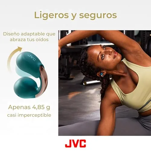 JVC ▫️ Auscultadores sem fios Bluetooth | 24 horas de autonomia e carregamento rápido | Auscultadores de orelha aberta | Leves e resistentes à água | Auscultadores desportivos com classificação IPX4 e controlo tátil - HA-NP1T Preto 5