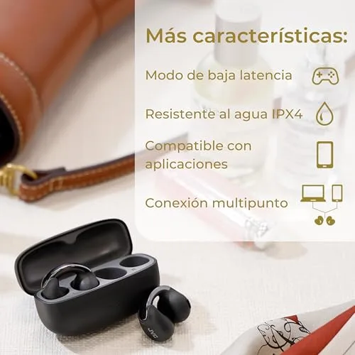 JVC ▫️ Auscultadores sem fios Bluetooth | 24 horas de autonomia e carregamento rápido | Auscultadores de orelha aberta | Leves e resistentes à água | Auscultadores desportivos com classificação IPX4 e controlo tátil - HA-NP1T Preto 6