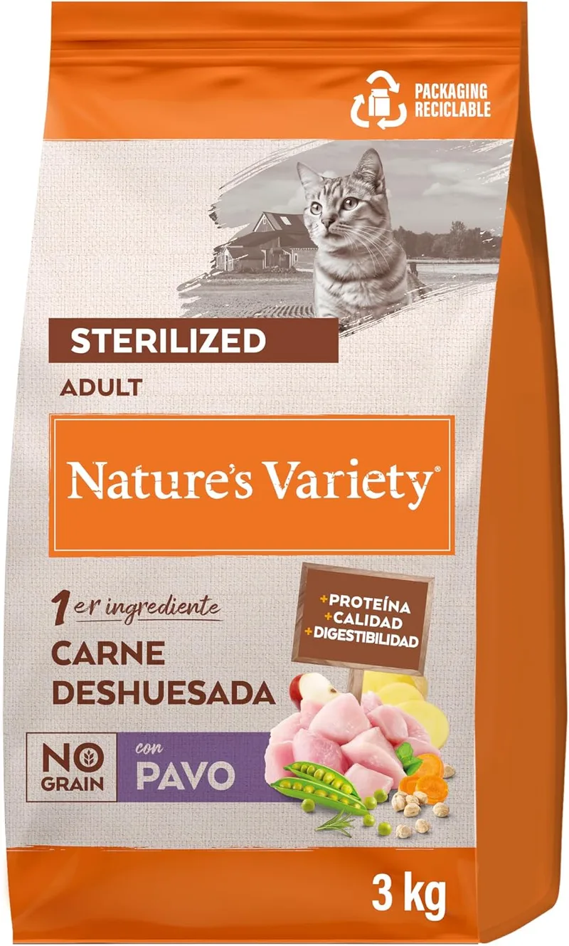 Nature's Variety ▫️ No Grain - Ração para gatos adultos castrados com peru desossado - 3 kg