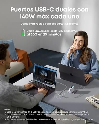 Anker ▫️ Carregador de carregamento rápido USB-C de 140 W com 4 portas GAN 3
