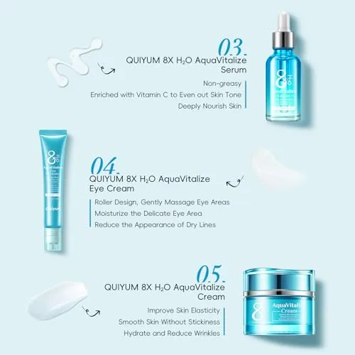 QUIYUM ▫️ Conjunto de Cuidados Faciais 8x H2O AquaVitalize - Kit de Cuidados da Pele de 5 peças 3