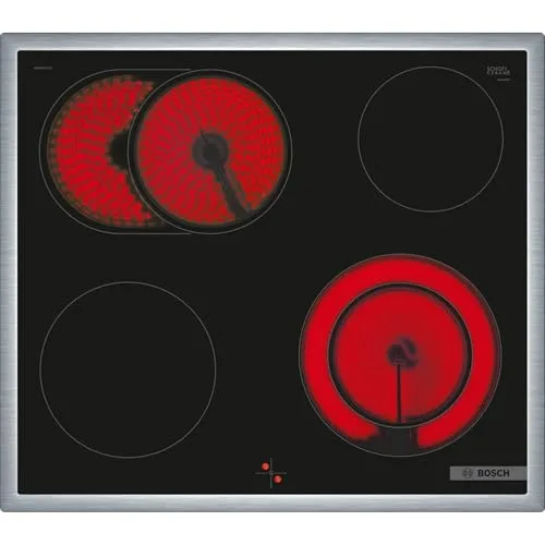 Bosch ▫️ HND611LS62 - Conjunto de cozinha encastrável (60 x 60 cm, ar quente 3D, hidrólise, ecrã LED e placa elétrica NKN645GA2E, zona de grelhados, calor residual, moldura em aço inoxidável) 3