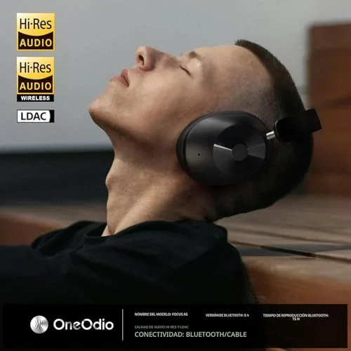 OneOdio ▫️ Focus A5: Auscultadores sem fios com ANC híbrido, 75 horas de autonomia, LDAC 2