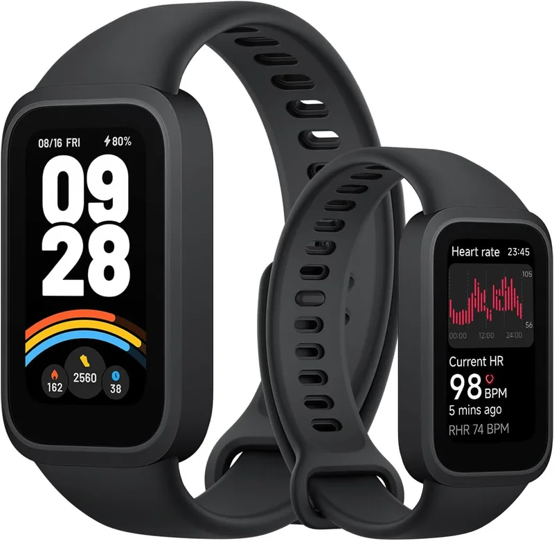 XIAOMI ▫️ Smart Band 9 Active - Monitor de atividade, bateria com autonomia para 18 dias, ecrã TFT de 1,47" com taxa de atualização de 60 Hz, 5ATM, aplicação Mi Fitness, preto (versão do Reino Unido)