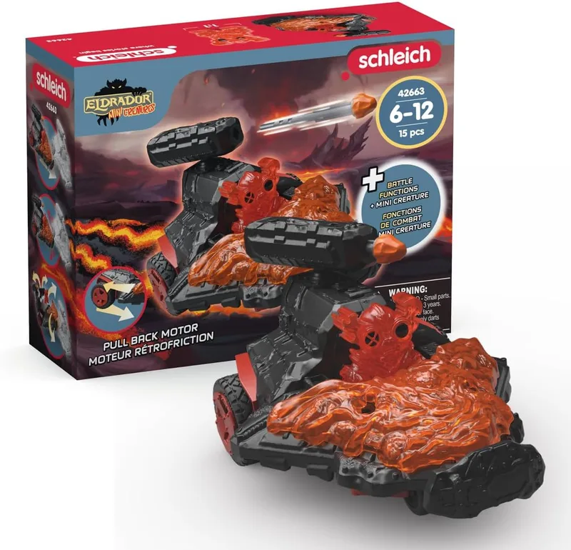 Schleich ▫️ 42663 Veículo a jato da Lava com minifigura, a partir dos 7 anos, ELDRADOR Creatures - conjunto de brinquedos, 15 peças