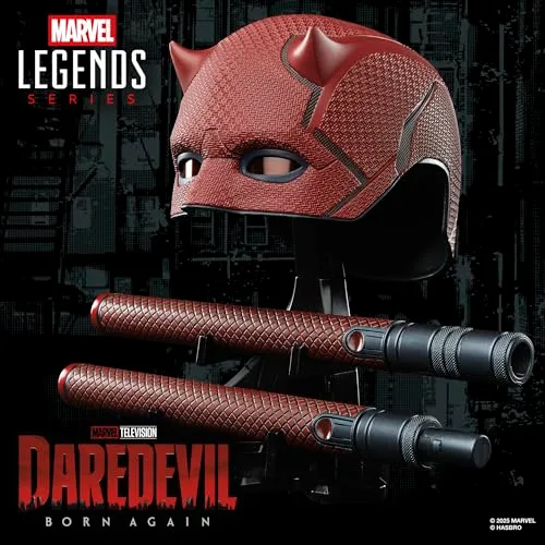 Marvel ▫️ Série Legends, Daredevil: Born Again, Máscara Premium para RPG e bastão de combate 5