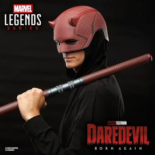 Marvel ▫️ Série Legends, Daredevil: Born Again, Máscara Premium para RPG e bastão de combate 7