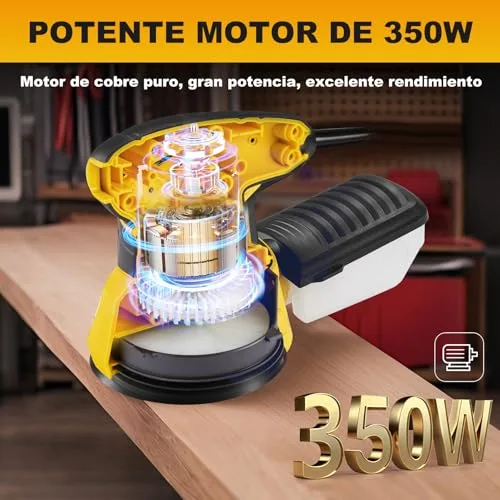 Enventor ▫️ Lixadeira de madeira 350 W, 6 velocidades, 125 mm, lixa n.º 20, 13 000 RPM 3