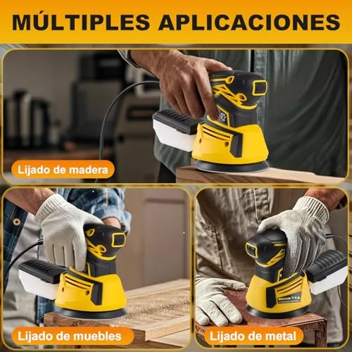 Enventor ▫️ Lixadeira de madeira 350 W, 6 velocidades, 125 mm, lixa n.º 20, 13 000 RPM 6