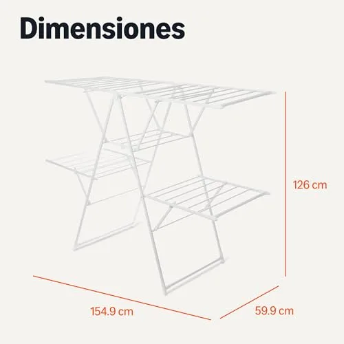 Amazon Basics ▫️ Estendal dobrável de metal com 4 braços, 155 x 60 x 126 cm, cor branca 5