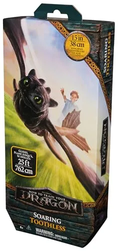 Dreamworks Dragons ▫️ Figura do Dragão Desdentado voador do filme «Como Treinar o Teu Dragão», com asas estendidas de 38 cm, desliza no ar até 762 cm, 6072659, brinquedos para crianças a partir dos 4 anos, presente para crianças a partir dos 4 anos 6
