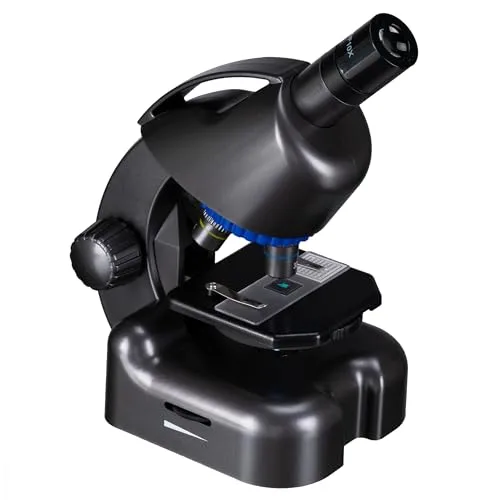 Bresser ▫️ Microscópio Junior CM-04 100x-900x para crianças a partir dos 6 anos, iluminação LED, suporte para smartphone, kit de experiências, funciona com pilhas 3