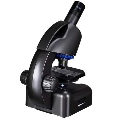 Bresser ▫️ Microscópio Junior CM-04 100x-900x para crianças a partir dos 6 anos, iluminação LED, suporte para smartphone, kit de experiências, funciona com pilhas 4