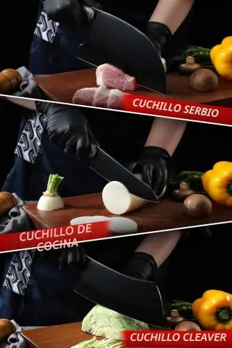 Dream Reach ▫️ Facas de cozinha conjunto de 6 facas de chef em aço inoxidável com um afiador e estojo, para carne, legumes, churrasco e uso ao ar livre 6